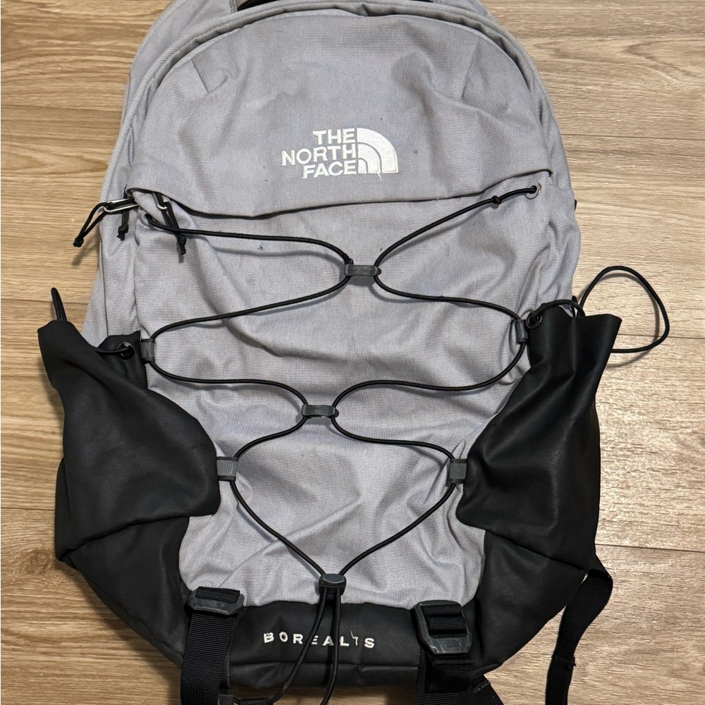 The North Face Borealis Light Gray and Black Backpack